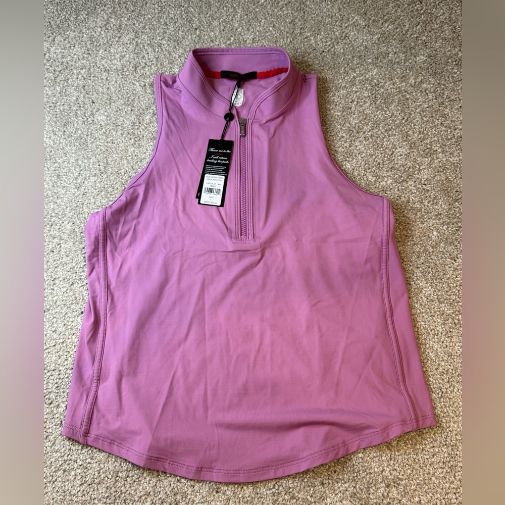 Greyson Women’s  Sleeveless Vesta Mock Neck Top- Peony- Large